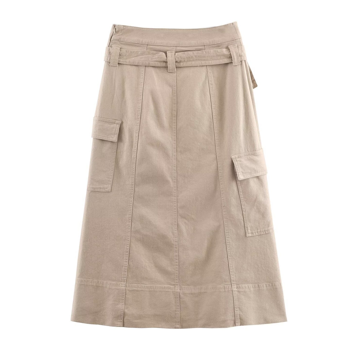 Belt matched workwear Midi skirt
