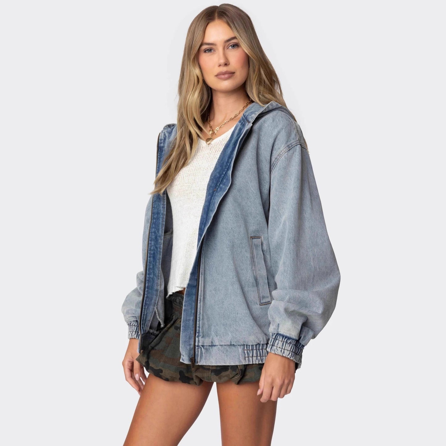 Denim Jacket for Women, Autumn Loose Long Coat, Casual Fashion Outerwear