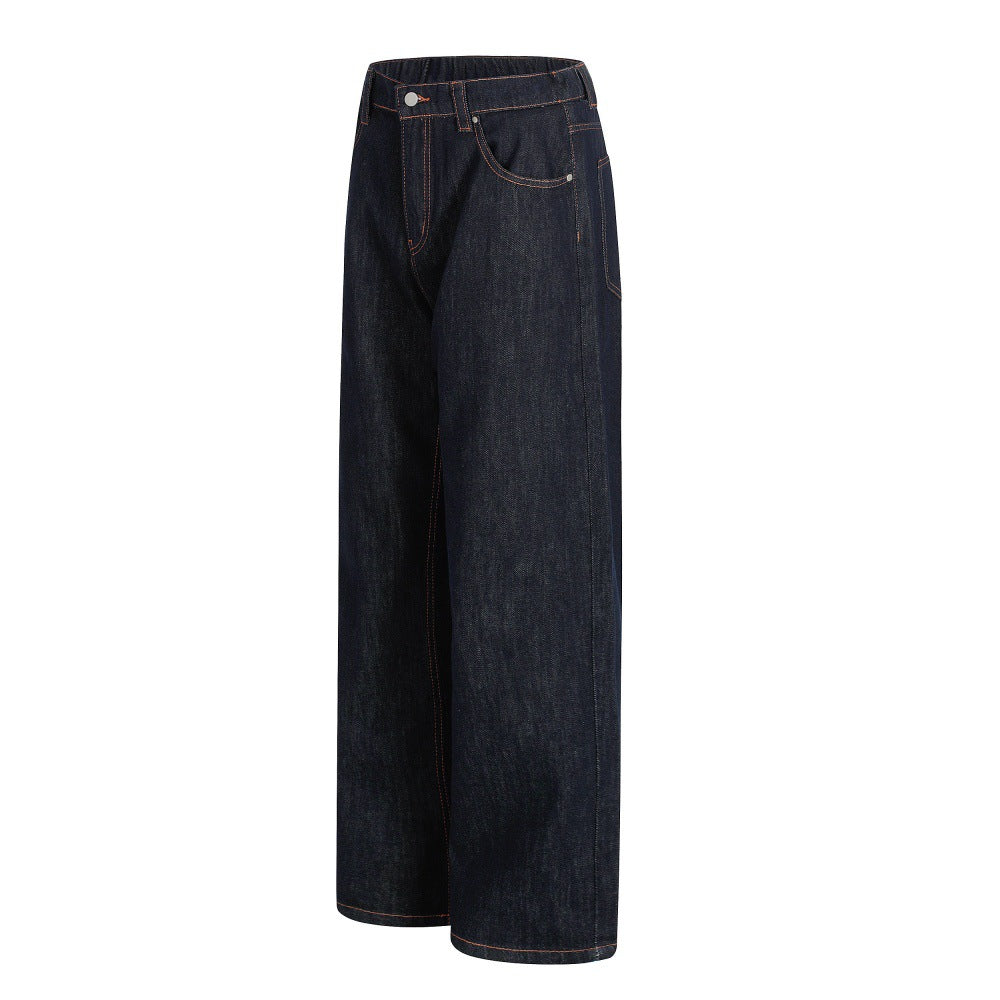 Loose straight leg denim pants