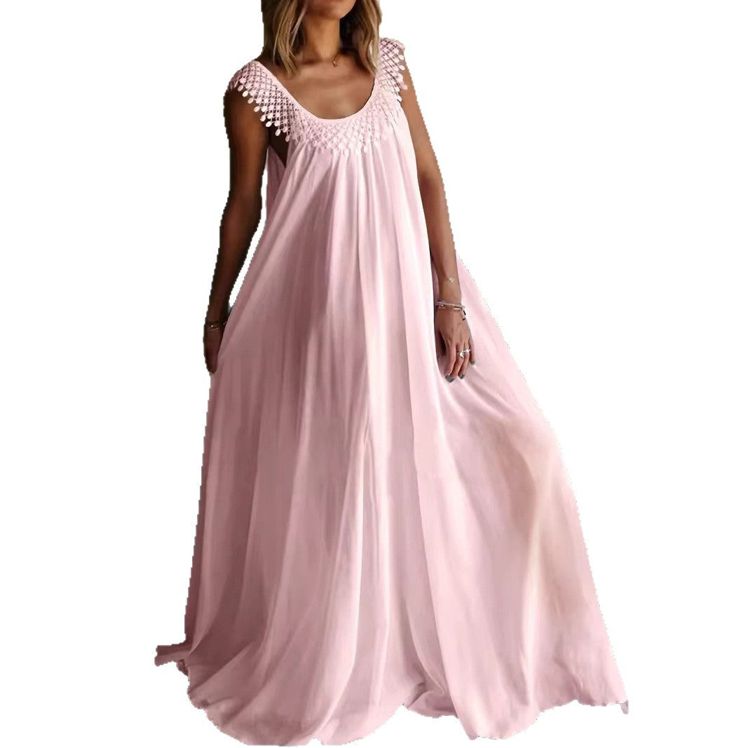 Elegant Solid Color Long Dress, Simple StyleSummer Dress