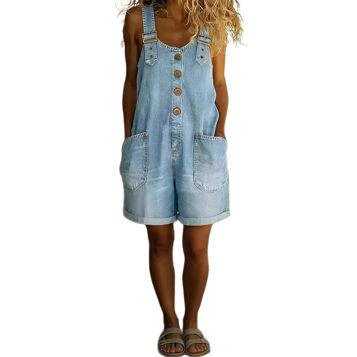 Loose high waisted women's denim shorts