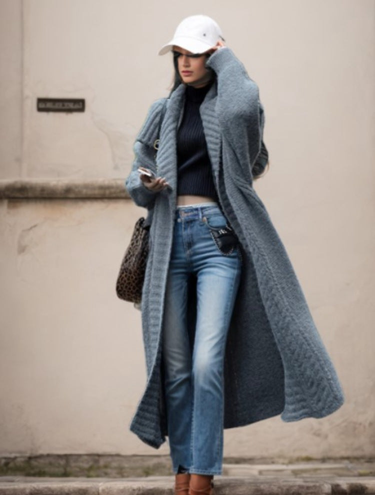 Autumn/Winter Women's Knitwear New Style Collar Solid Color Geometric Oversized Cardigan Sweater Coat