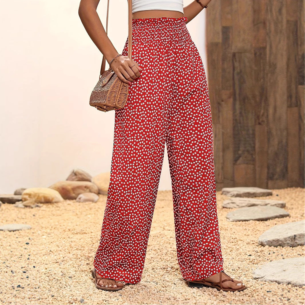 Floral high waisted wide leg pants