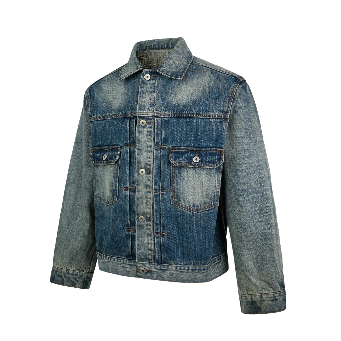 Retro vintage silhouette denim short versatile jacket