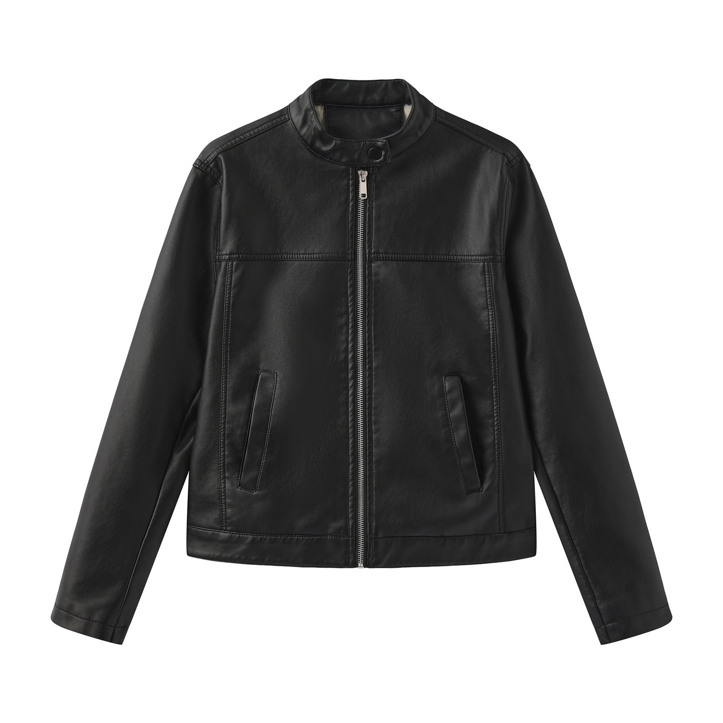 Stand up collar long sleeved jacket