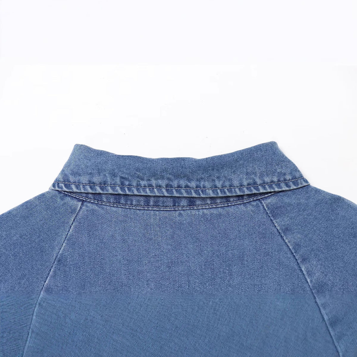 Women's long denim dress with belt and shirt collar