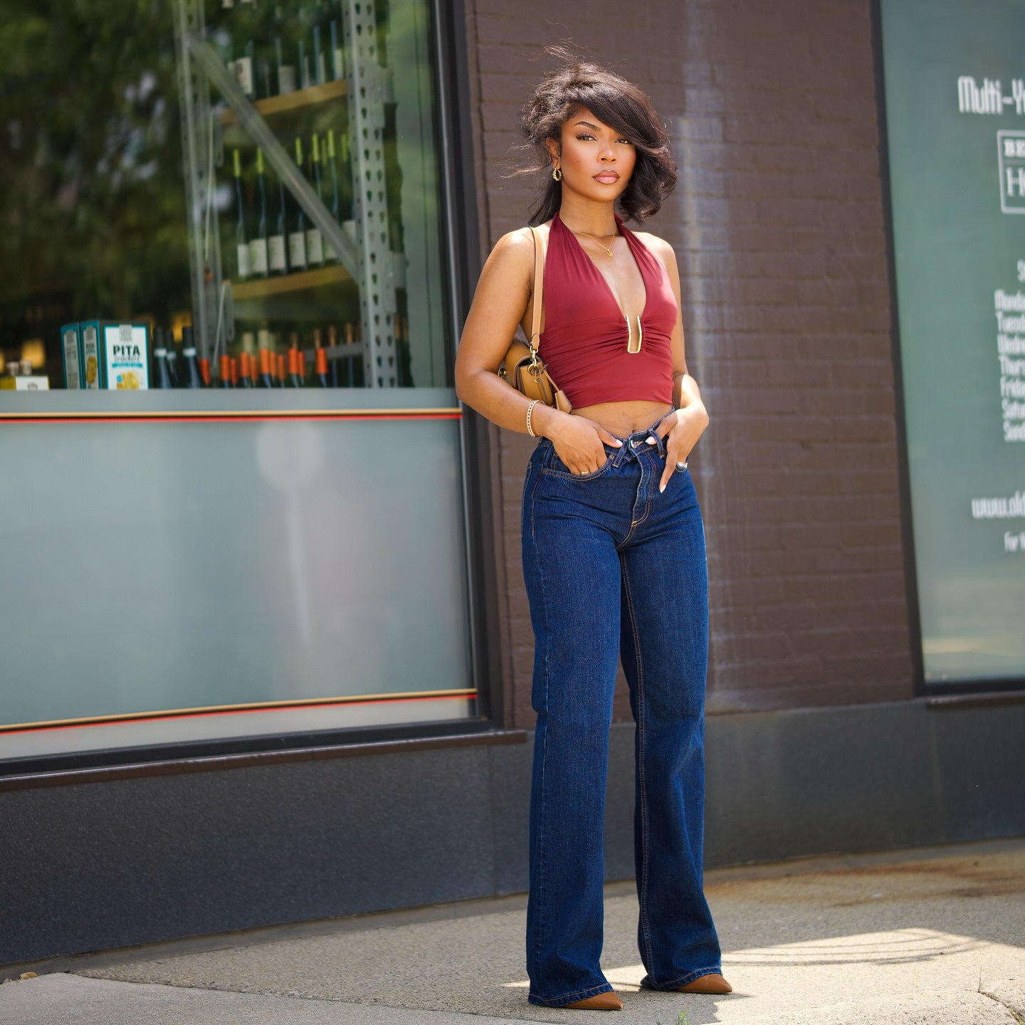 Simple Basic Straight Leg Washed Denim Pants