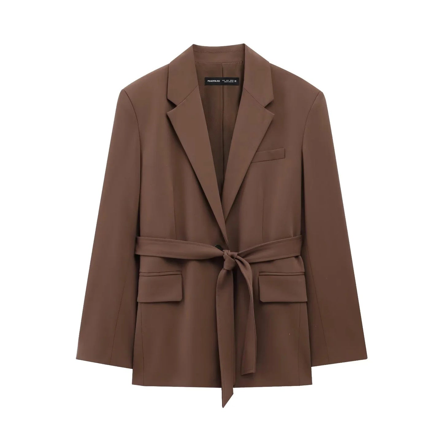 Belted Loose Casual Suit Jacket  Pants Set for Women