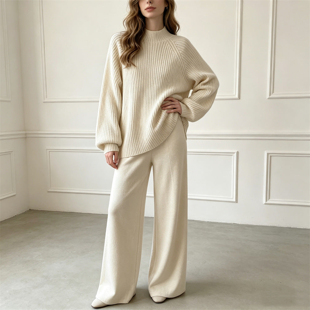 Sweater wide leg pants set