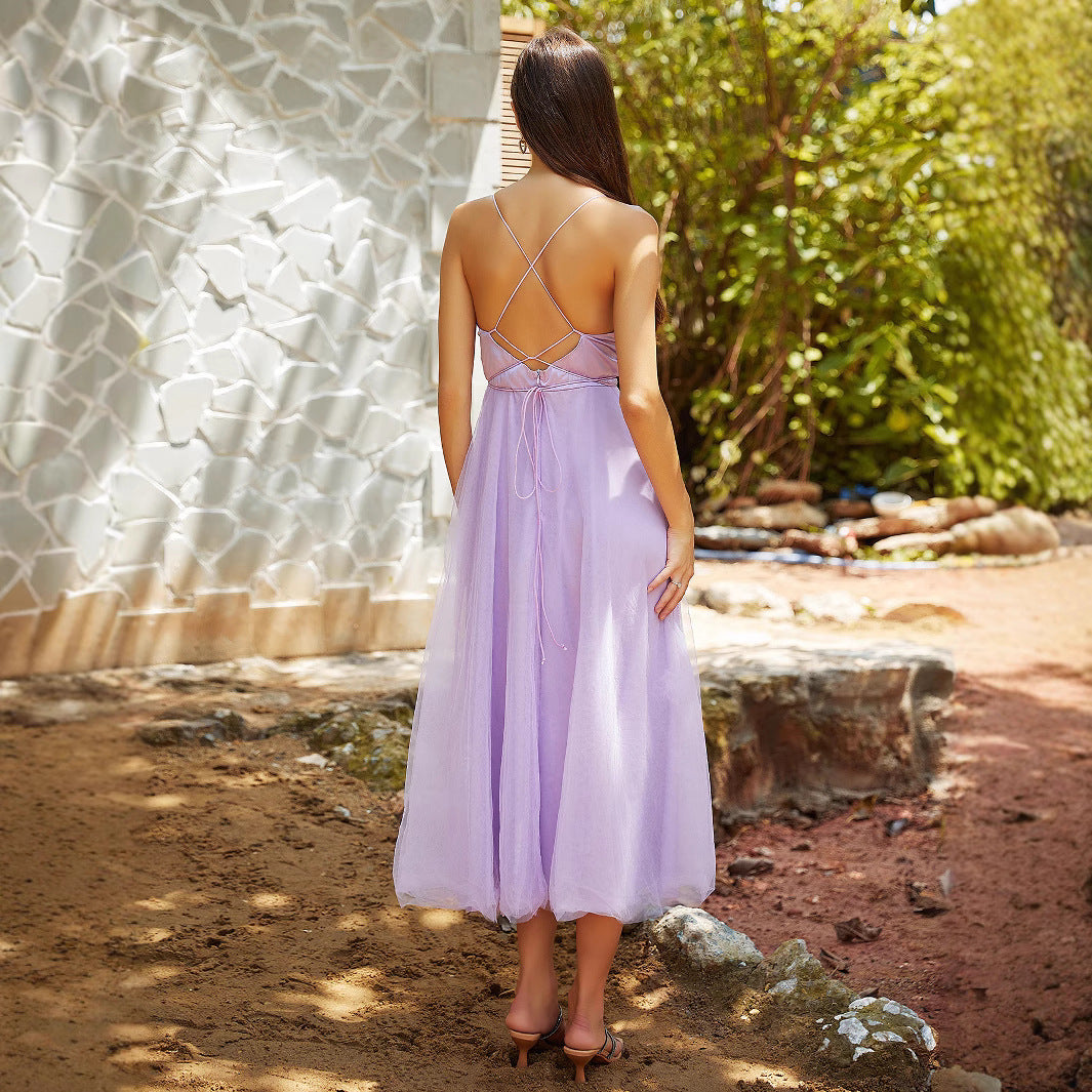 Evening Dress Purple Strapless Dress New Formal DressForeign Trade