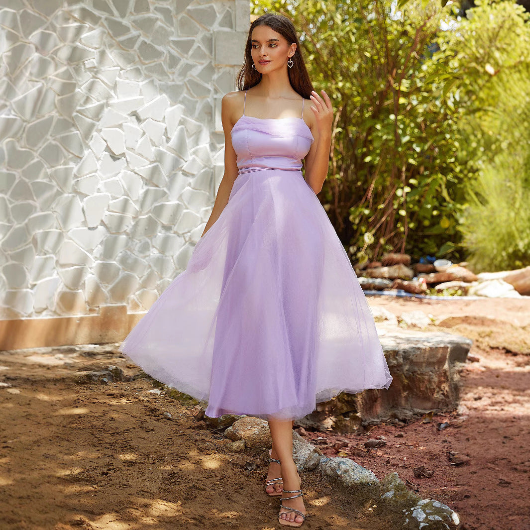 Evening Dress Purple Strapless Dress New Formal DressForeign Trade
