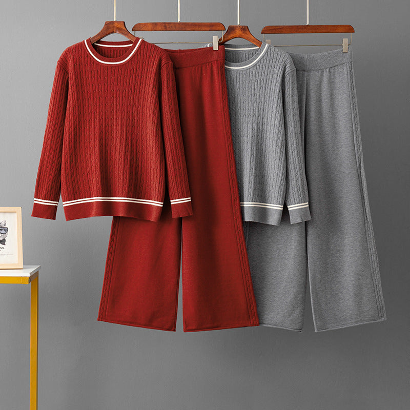 Round neck sweater loose suit