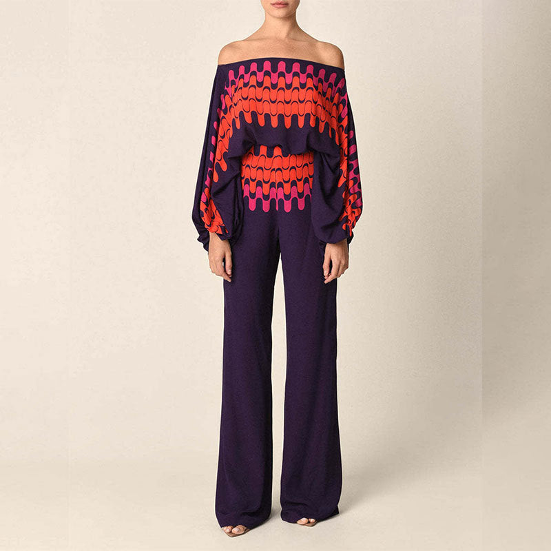 Casual Minimalist Printed Top and Pants Outfit
