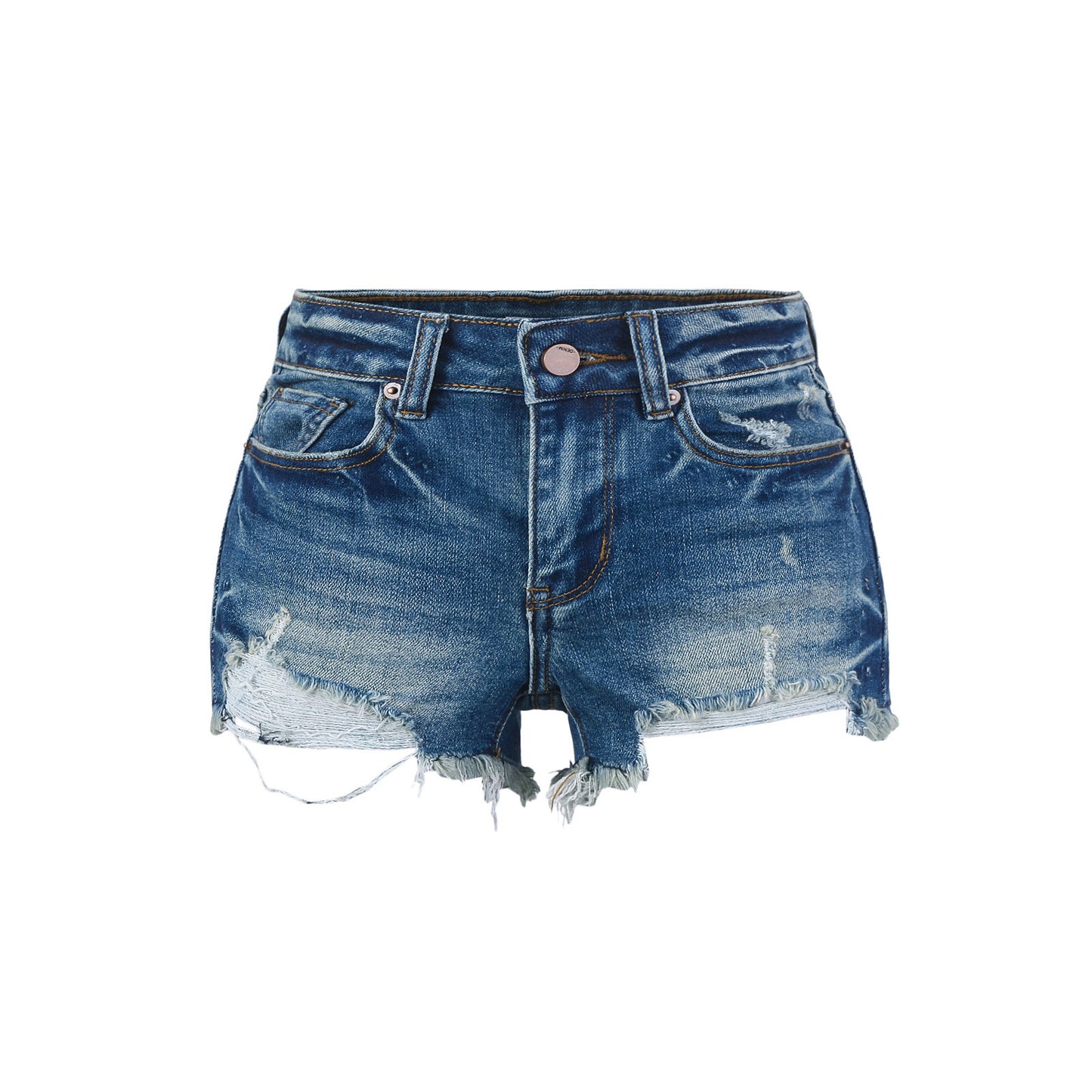 High-Waisted Distressed Denim Shorts