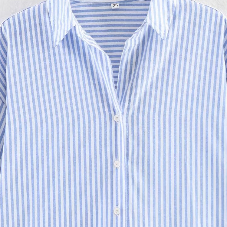 Minimalist style loose and versatile striped shirt