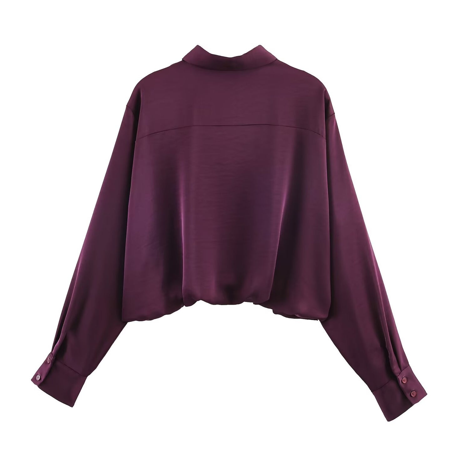 Balloon shaped silk textured shirt