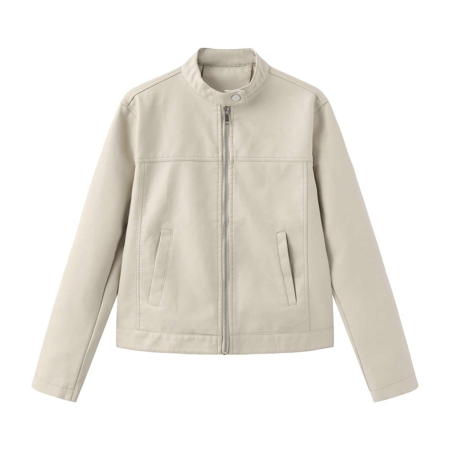 Stand up collar long sleeved jacket