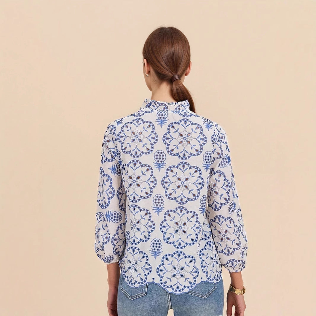 Stand up collar button up top
