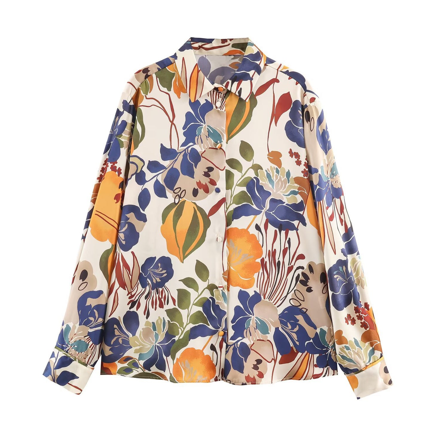 Long sleeved collar printed shirt