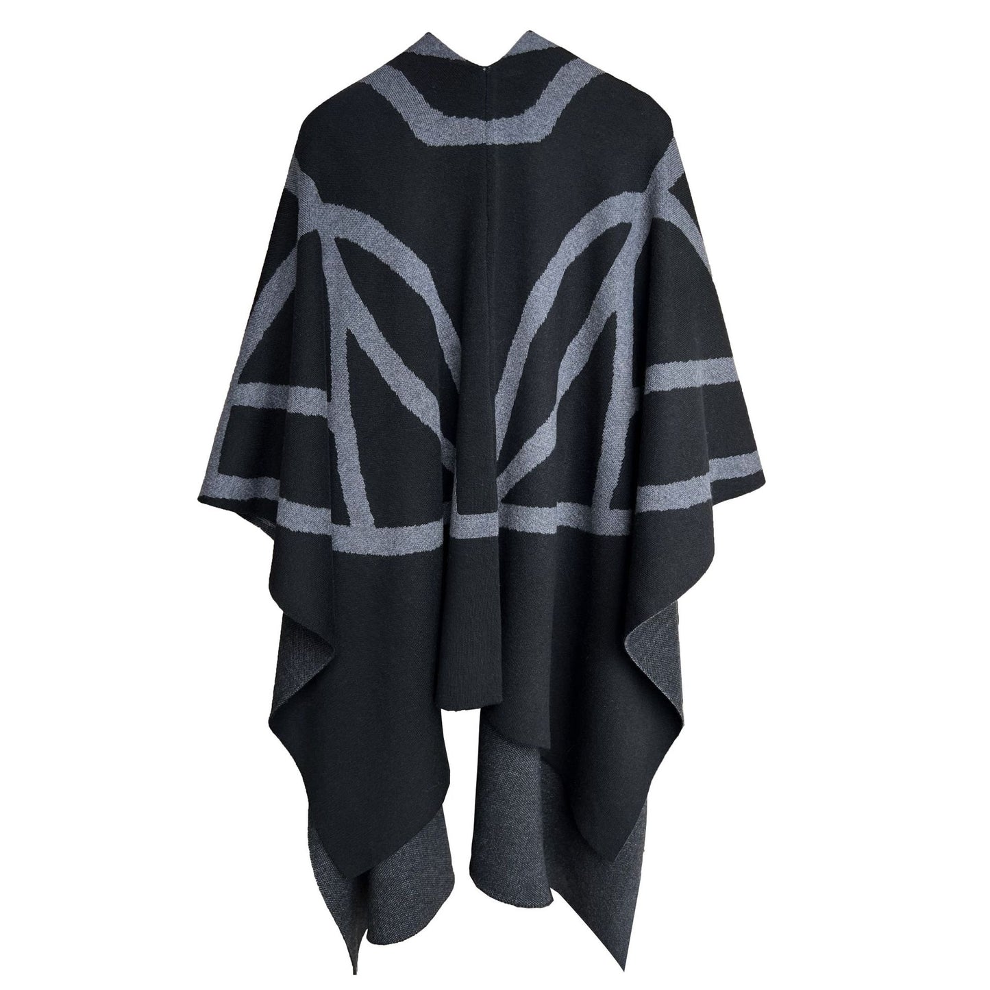 Thick striped cape cotton wool shawl women's coat