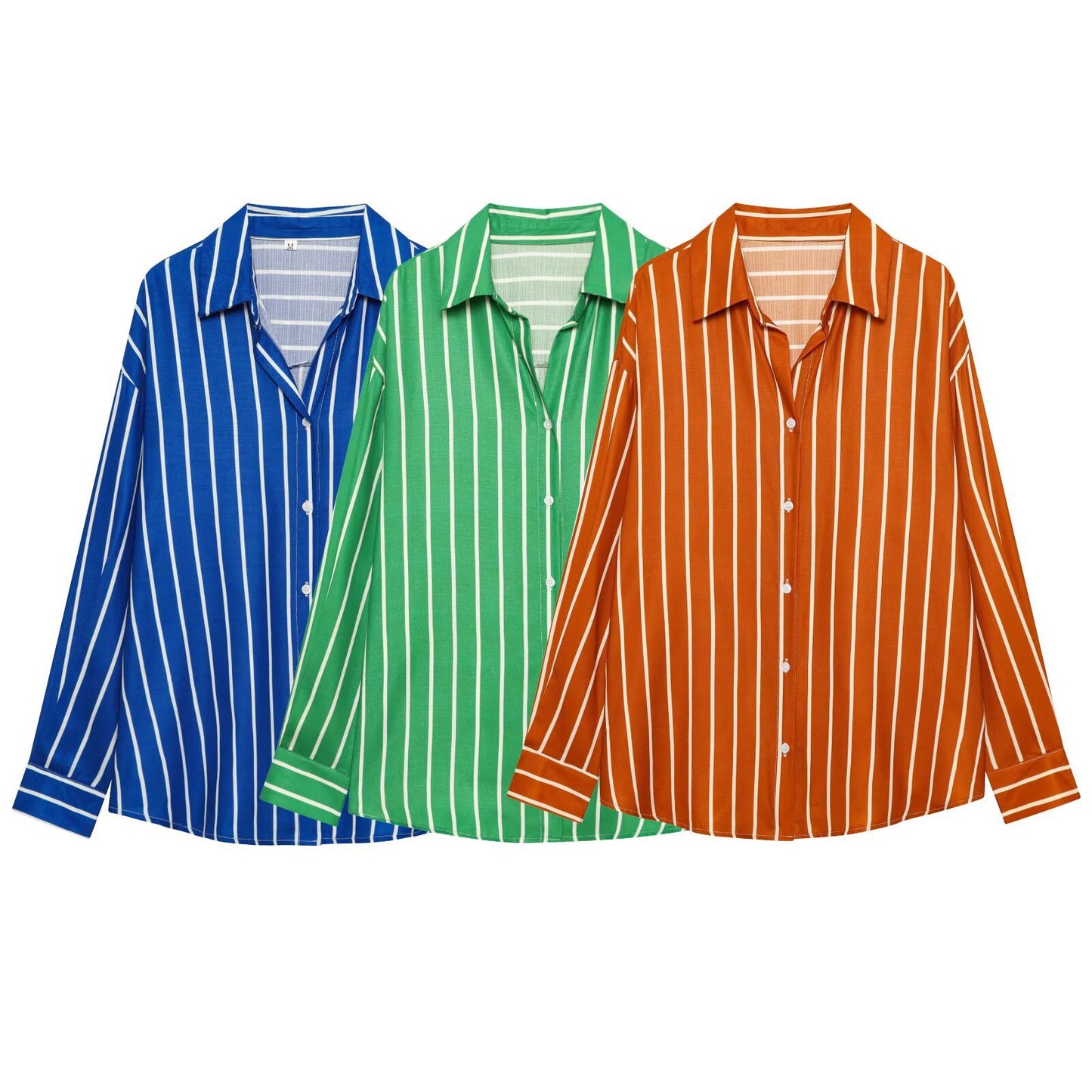 Casual loose bat sleeve striped long sleeved shirt