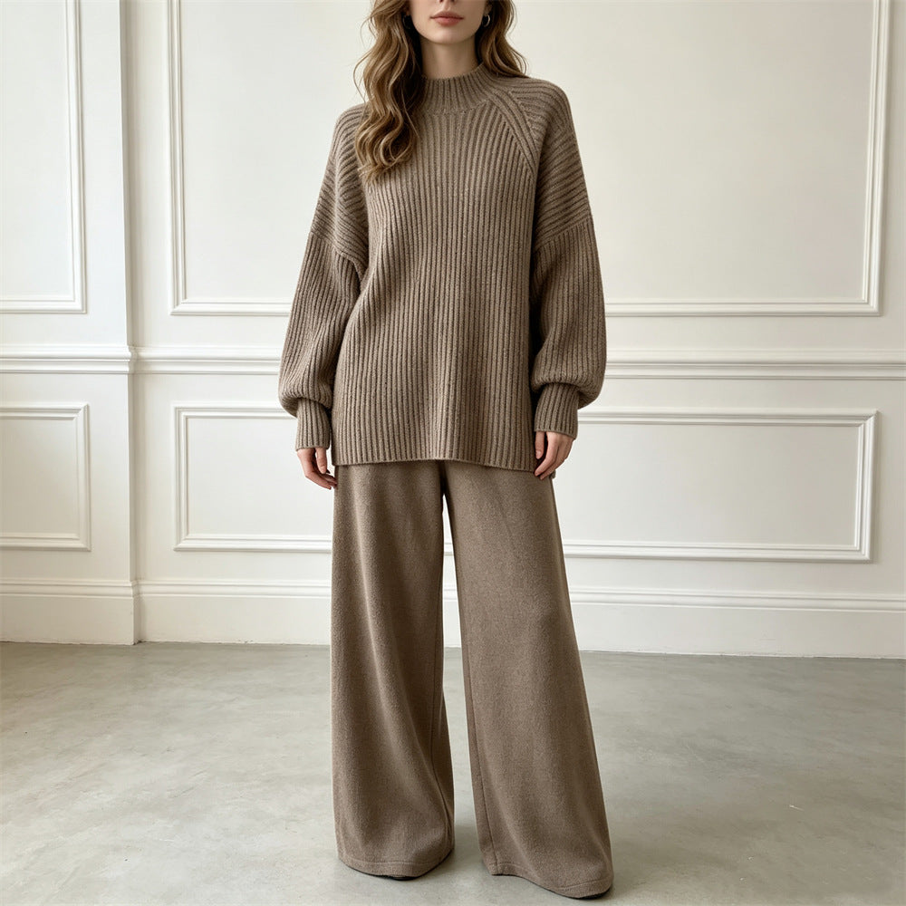 Sweater wide leg pants set