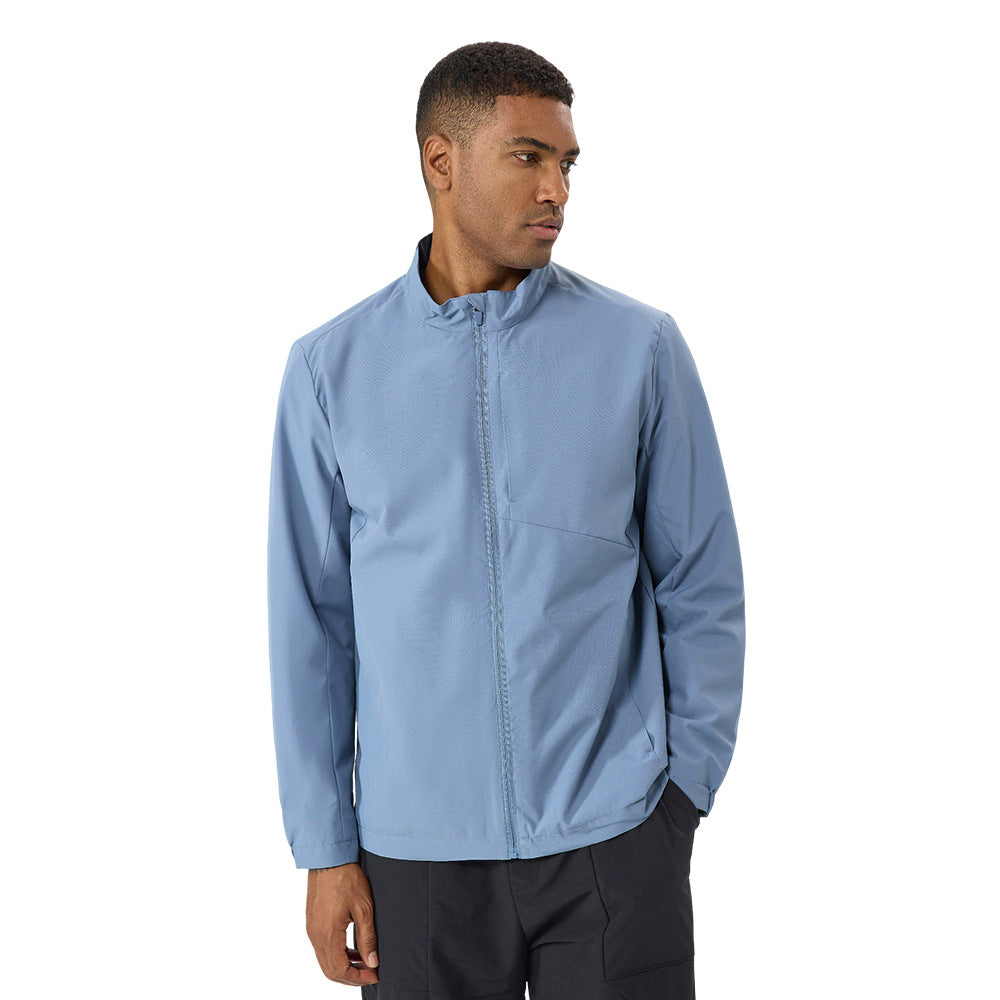 Stand up collar long sleeved zipper jacket