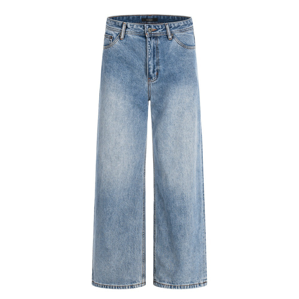 Gradient ground white washed denim jeans