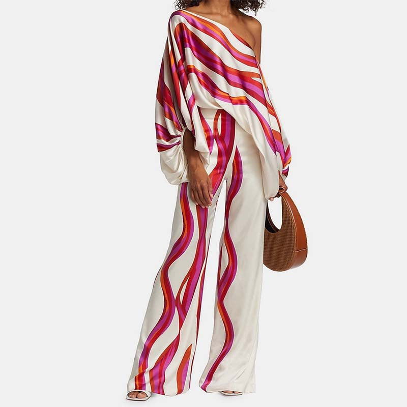 Casual Minimalist Printed Top and Pants Outfit