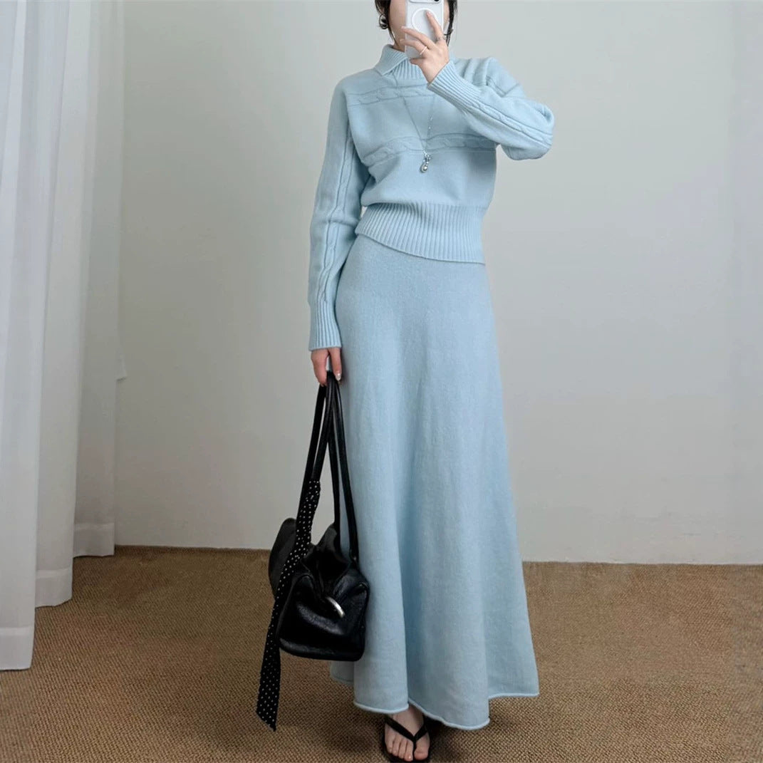 Waist up long sleeved pullover sweater set