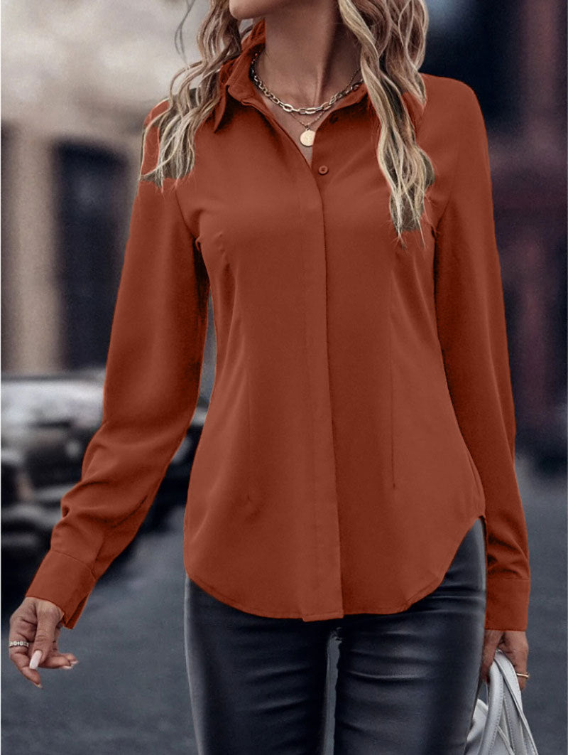 Collar long sleeved top