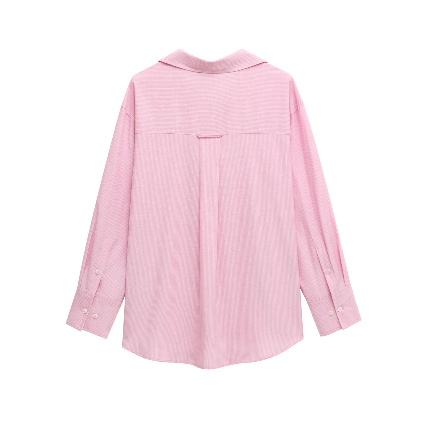 Fashion striped Oxford long sleeved lapel simple loose shirt for women