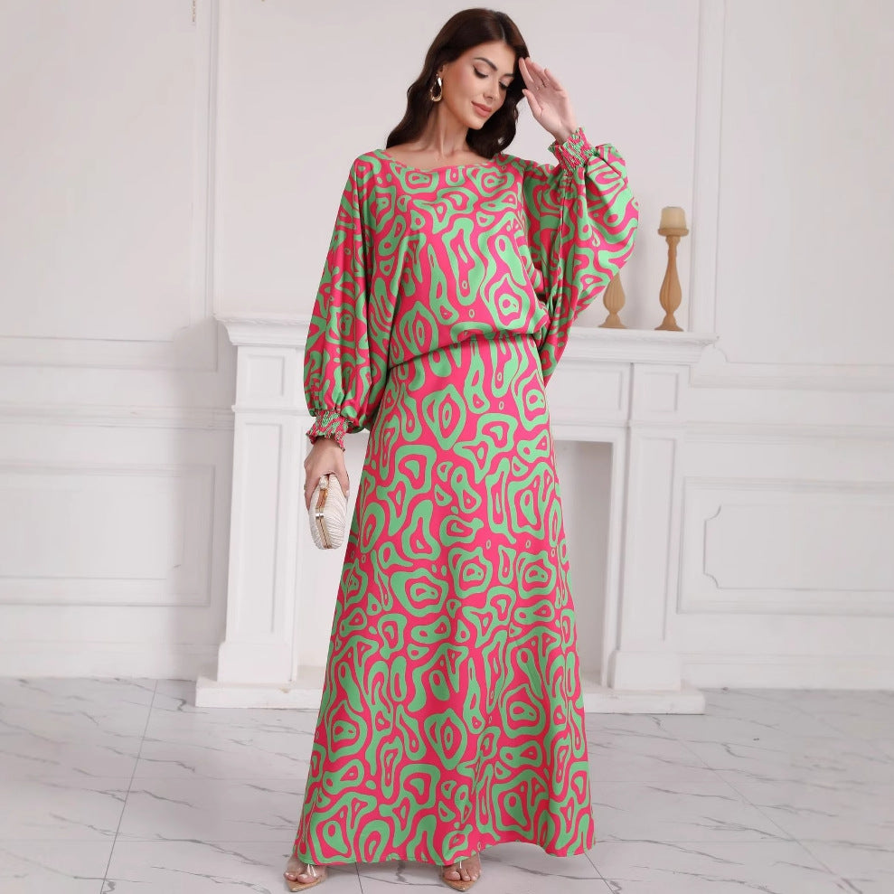 Women's Plus Size Printed Dress  Set