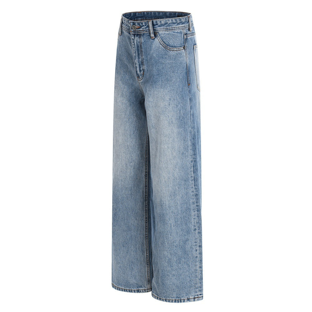 Gradient ground white washed denim jeans