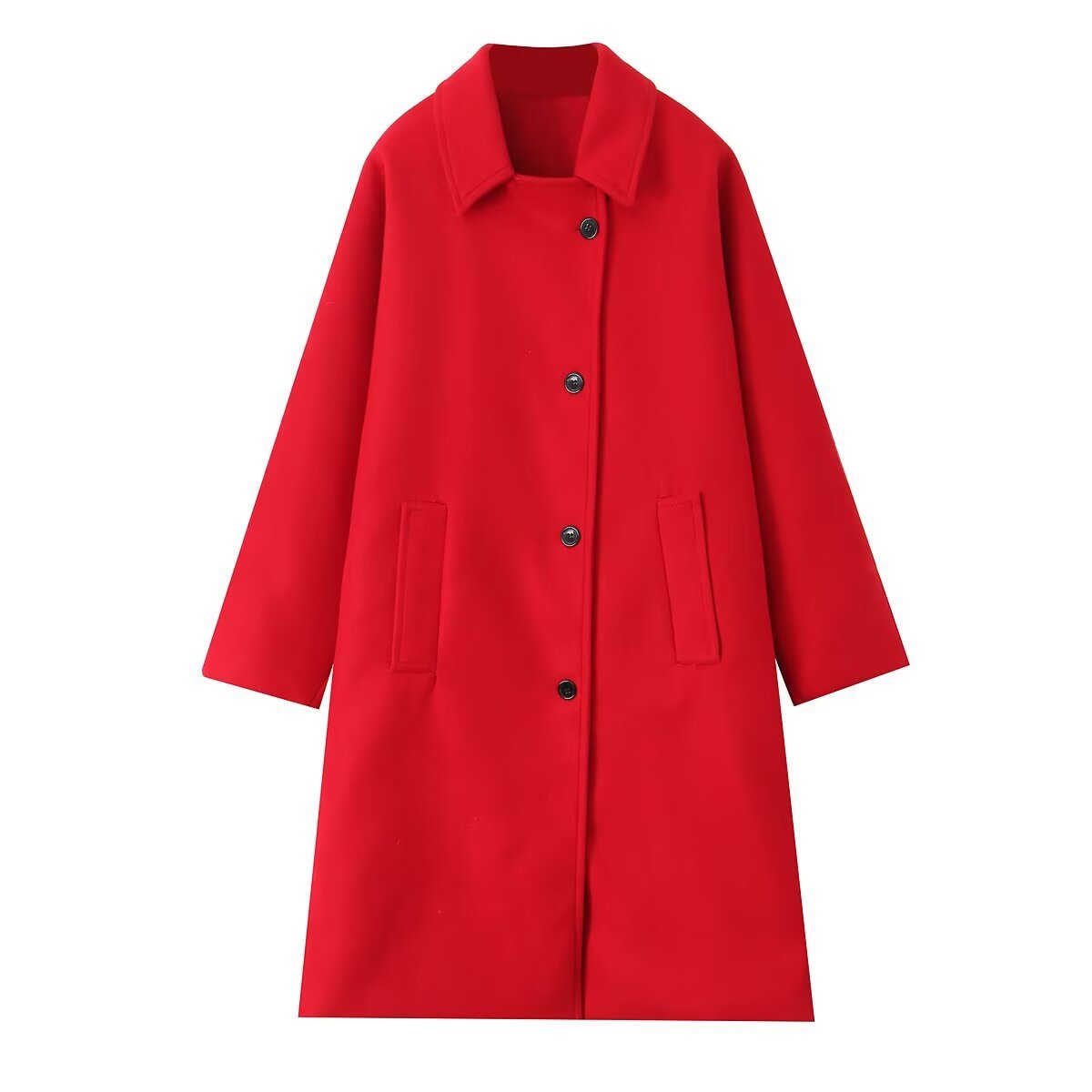 Two tone blended loose long sleeved woolen coat jacket