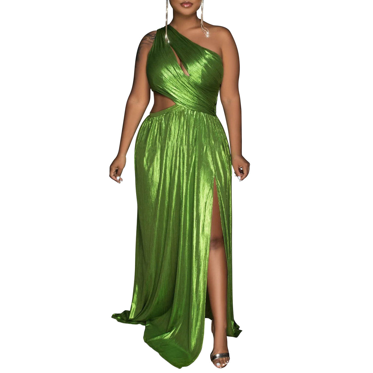Split waist dress with exposed waist