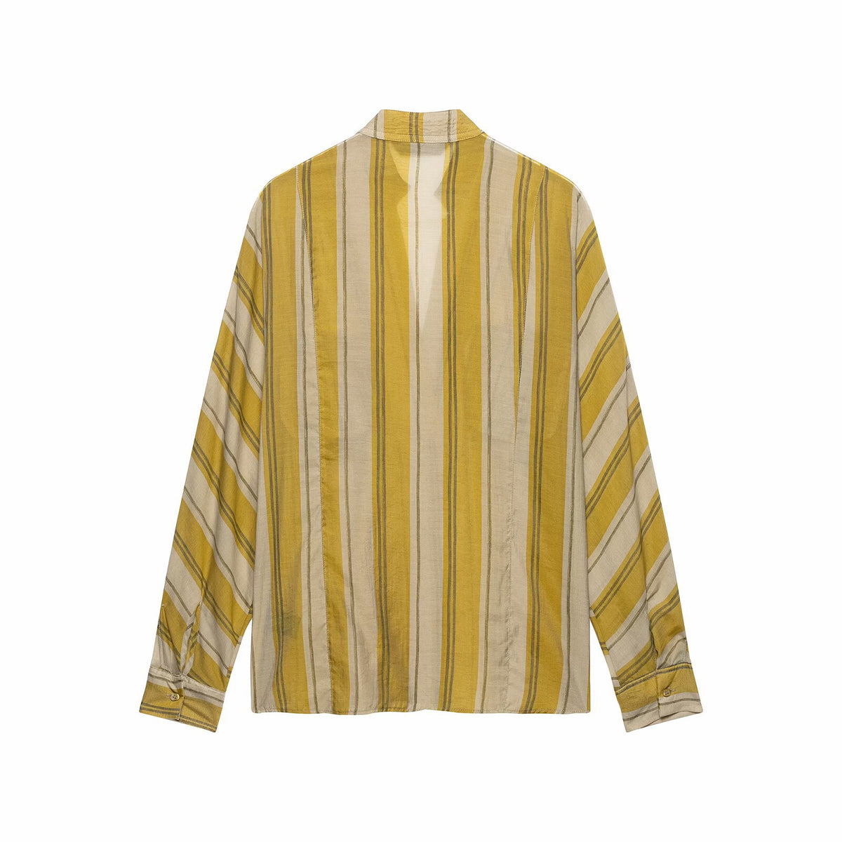 Pocket breasted striped shirt+pants set for women