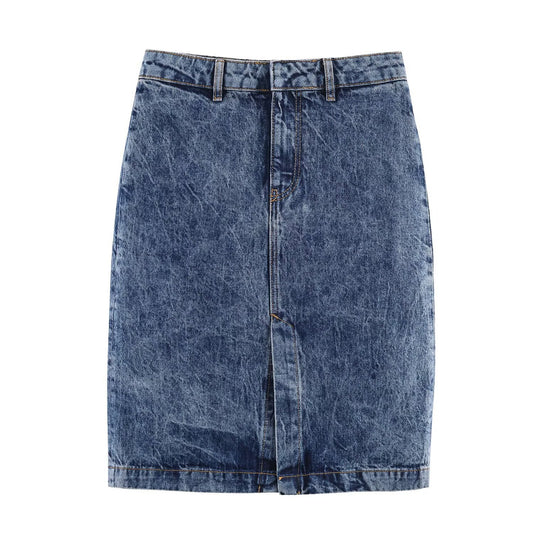 Retro minimalist denim midi skirt