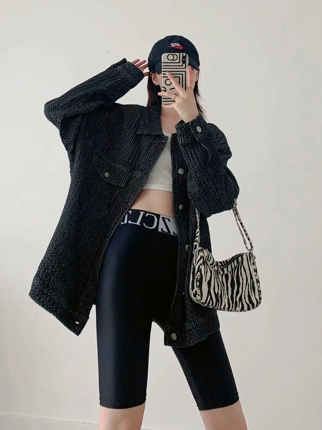 Boyfriend style loose mid length denim jacket ins women's new lazy style top
