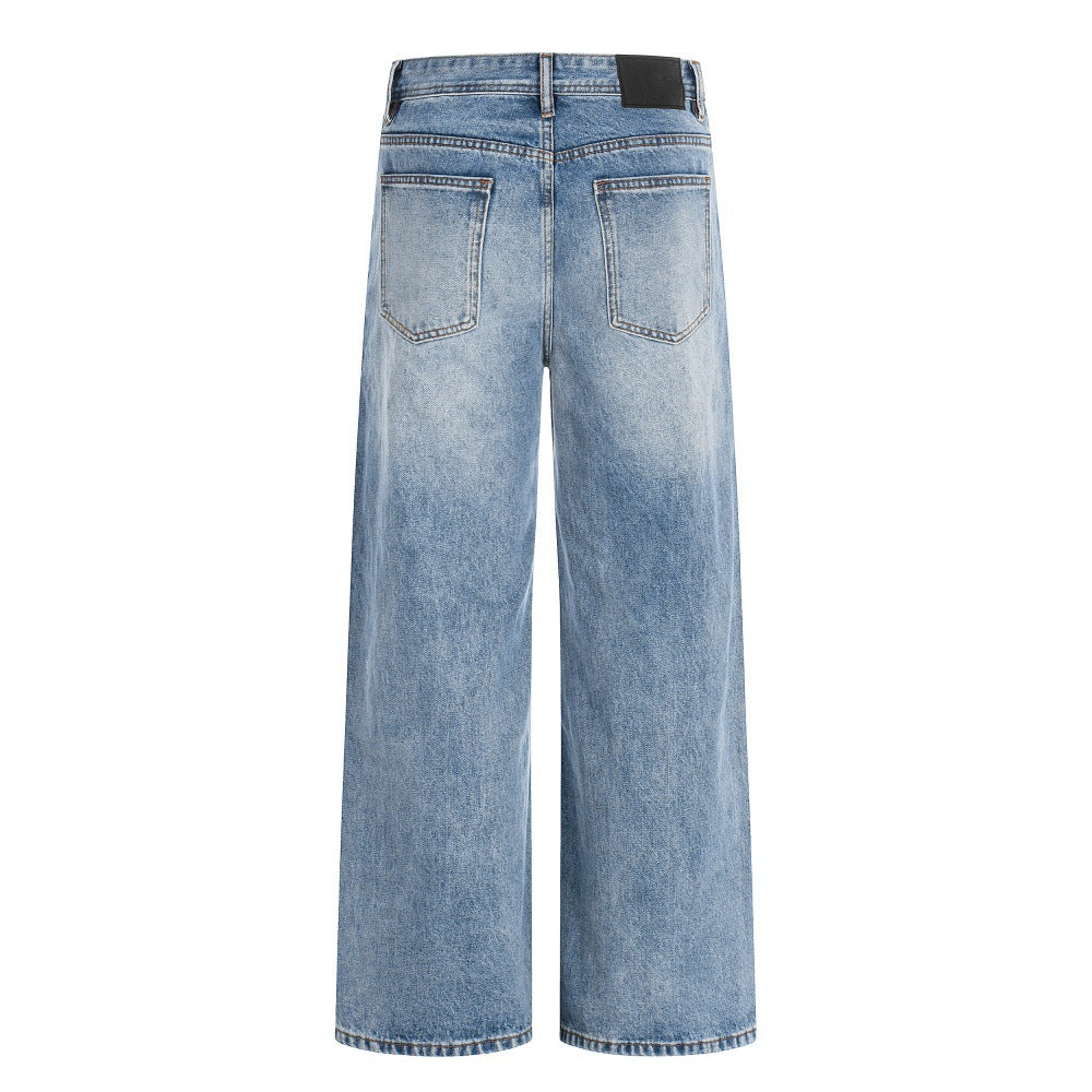 Gradient ground white washed denim jeans