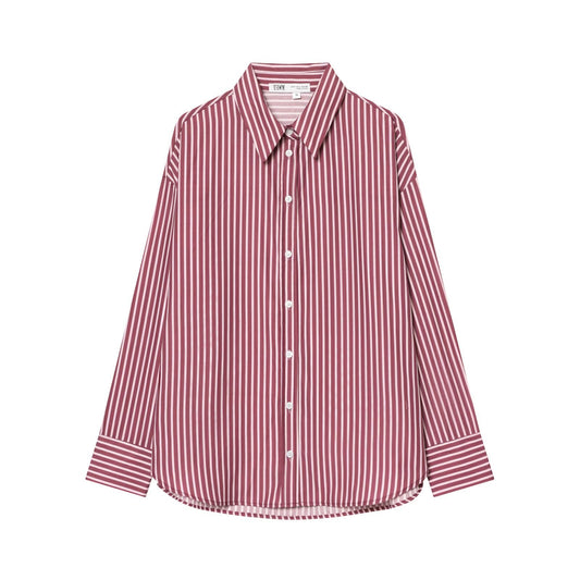 Casual striped poplin hanging long sleeved shirt