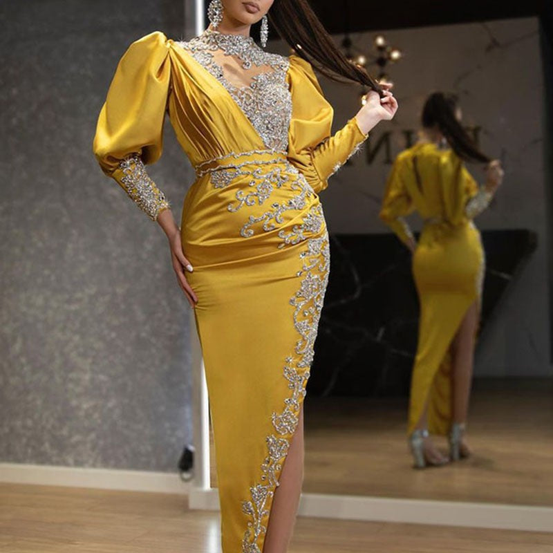 Style Wedding Dress with Satin Full Skirt, Sexy Long Gown with Train, Evening Party Formal Dress for Women