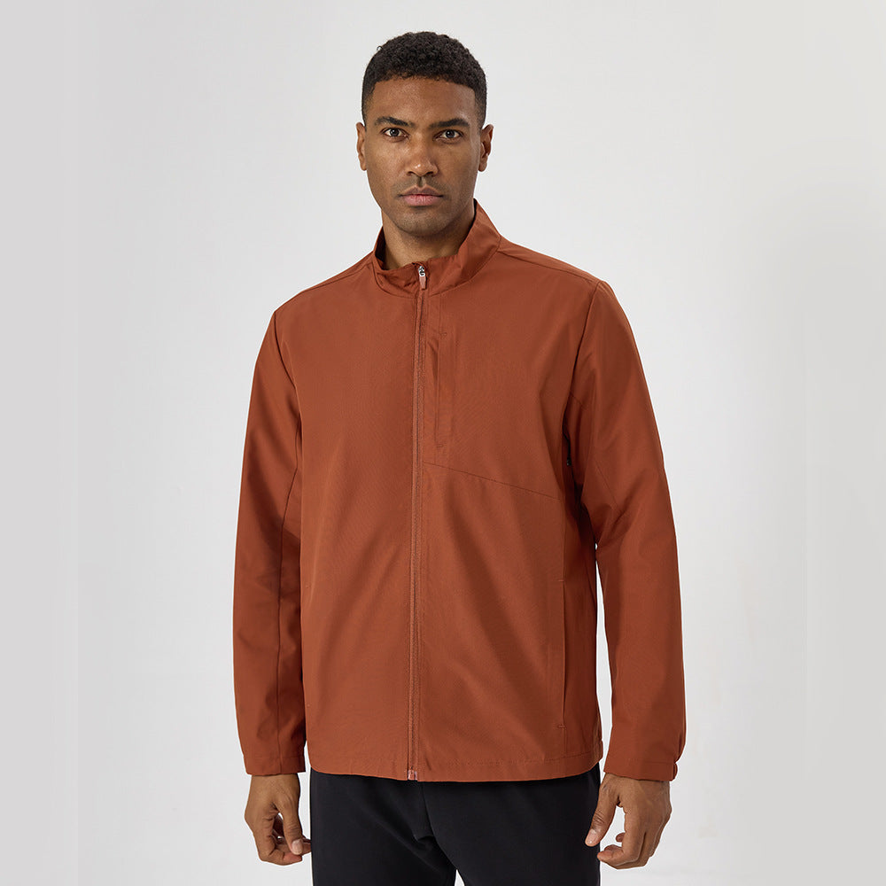 Stand up collar long sleeved zipper jacket