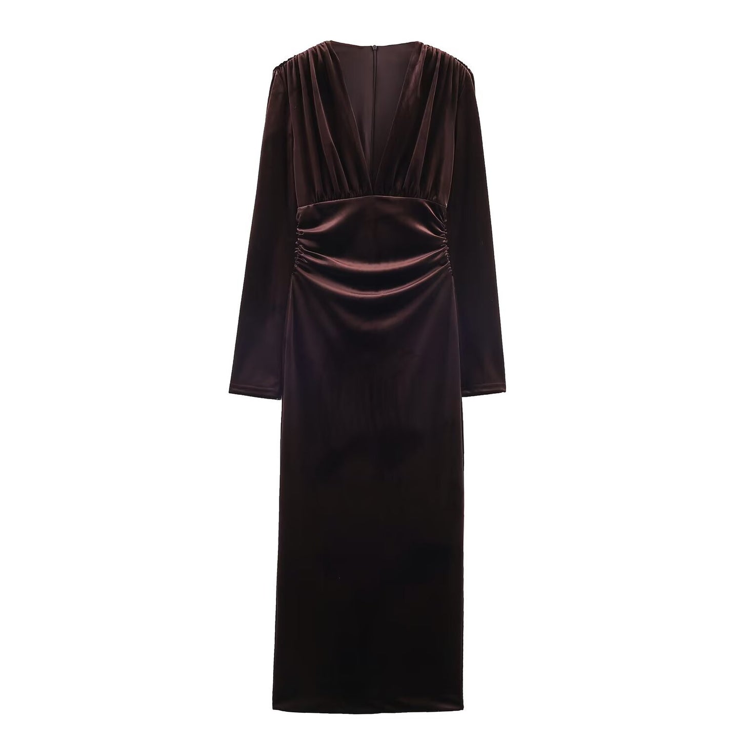 Wrinkled Velvet Midi Dress