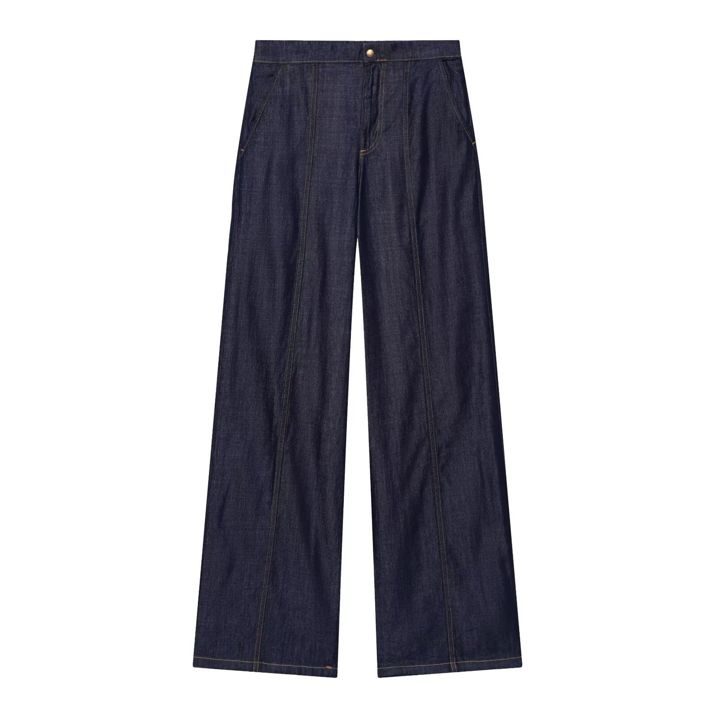 Loose denim shirt+wide leg pants
