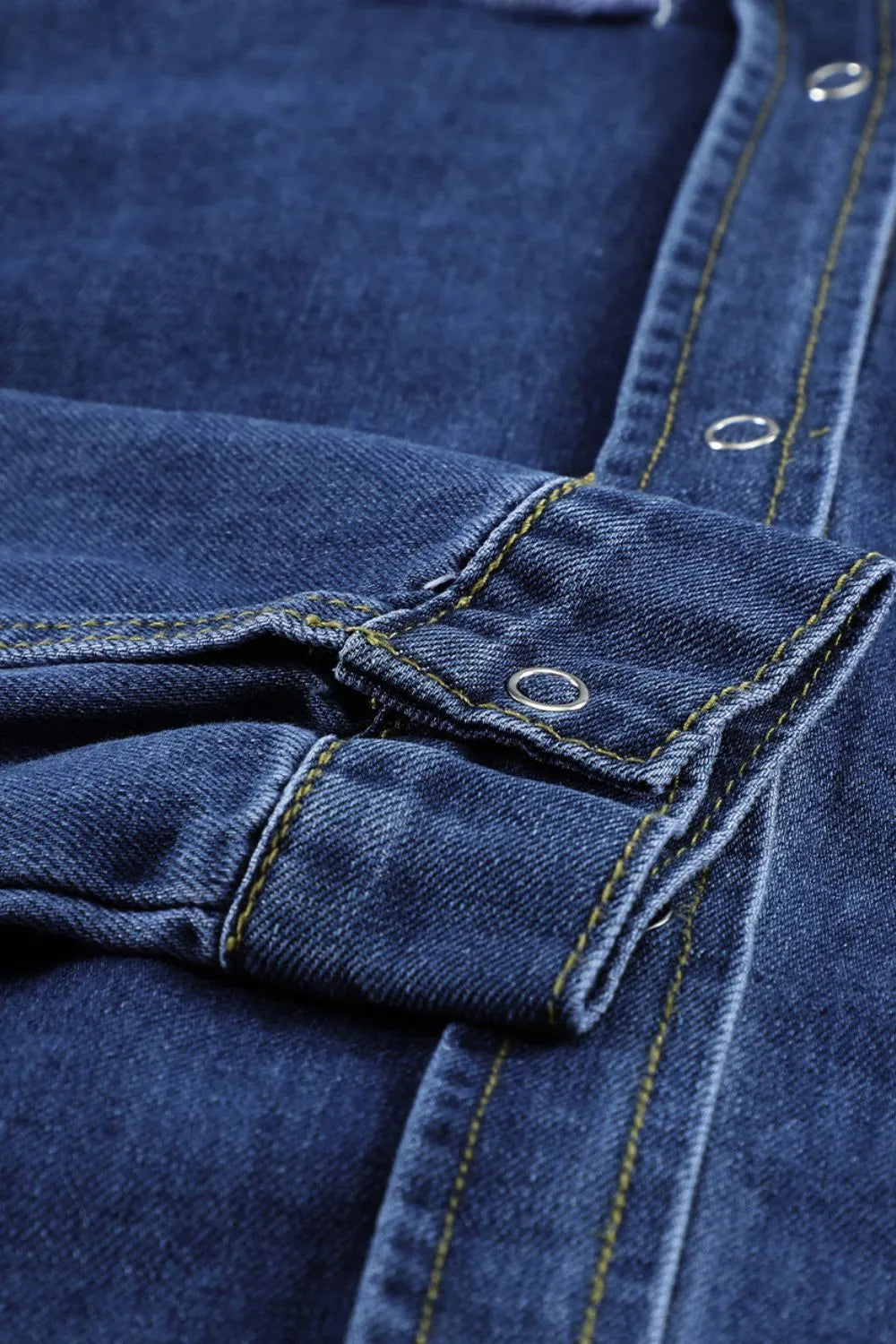 Raw Hem Collared Neck Long Sleeve Denim Jacket