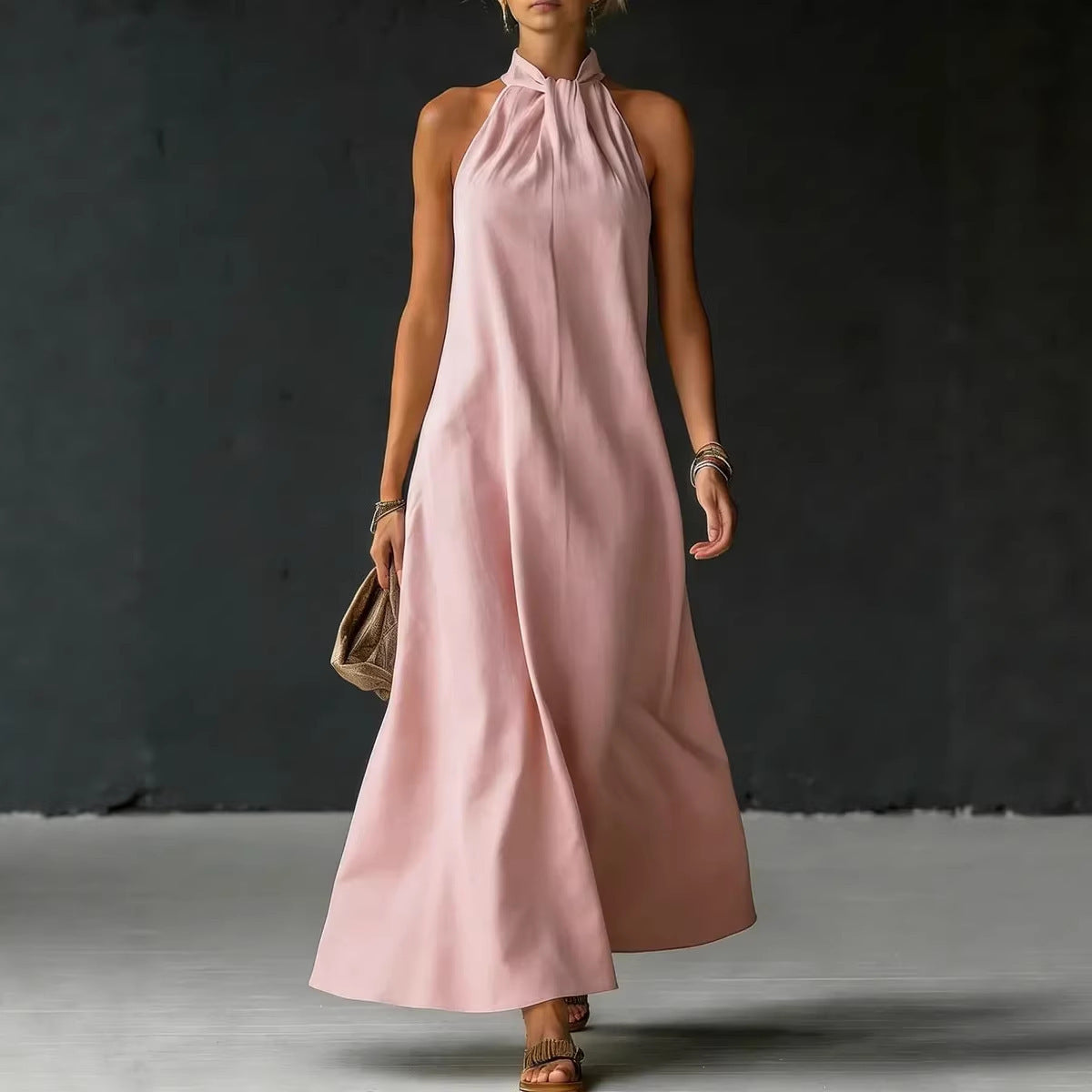 Spring Summer Women's Off-Shoulder Sleeveless Cross Front Dress