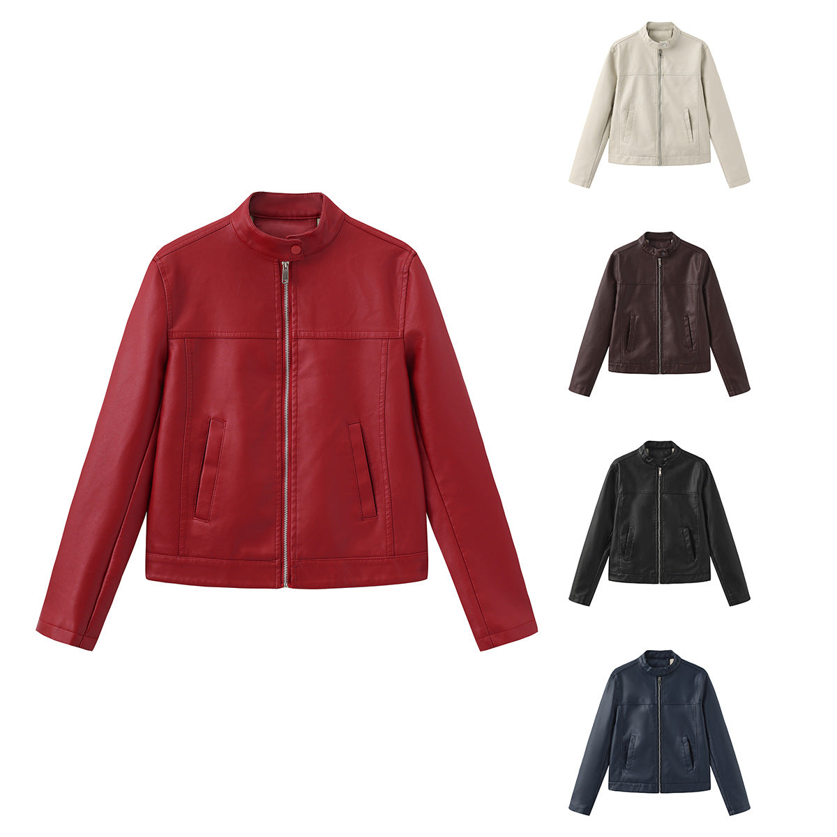 Stand up collar long sleeved jacket