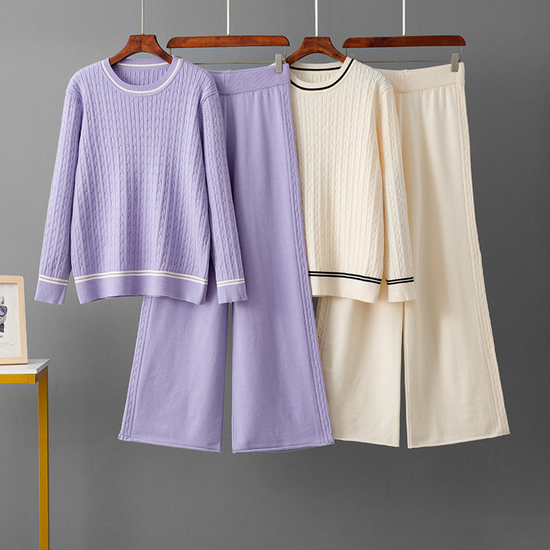 Round neck sweater loose suit
