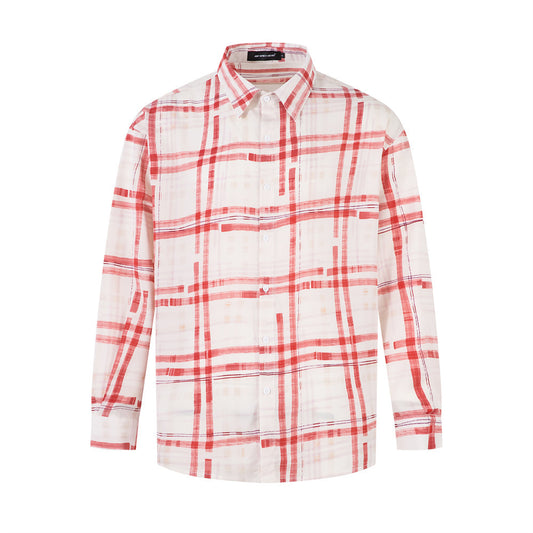 Plaid long sleeved loose casual shirt